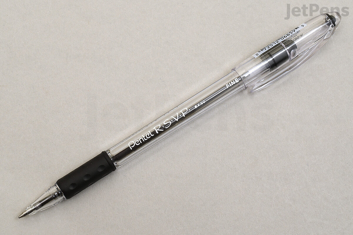 Pentel® R.S.V.P. Ballpoint Pen, Stick, Fine 0.7 mm, Blue Ink, Clear/Blue  Barrel, Dozen