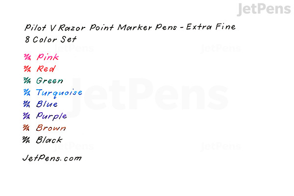 V Razor Vs Razor Pen Pilot V Razor Point Marker Pen - Extra Fine - 8 Color Set | JetPens