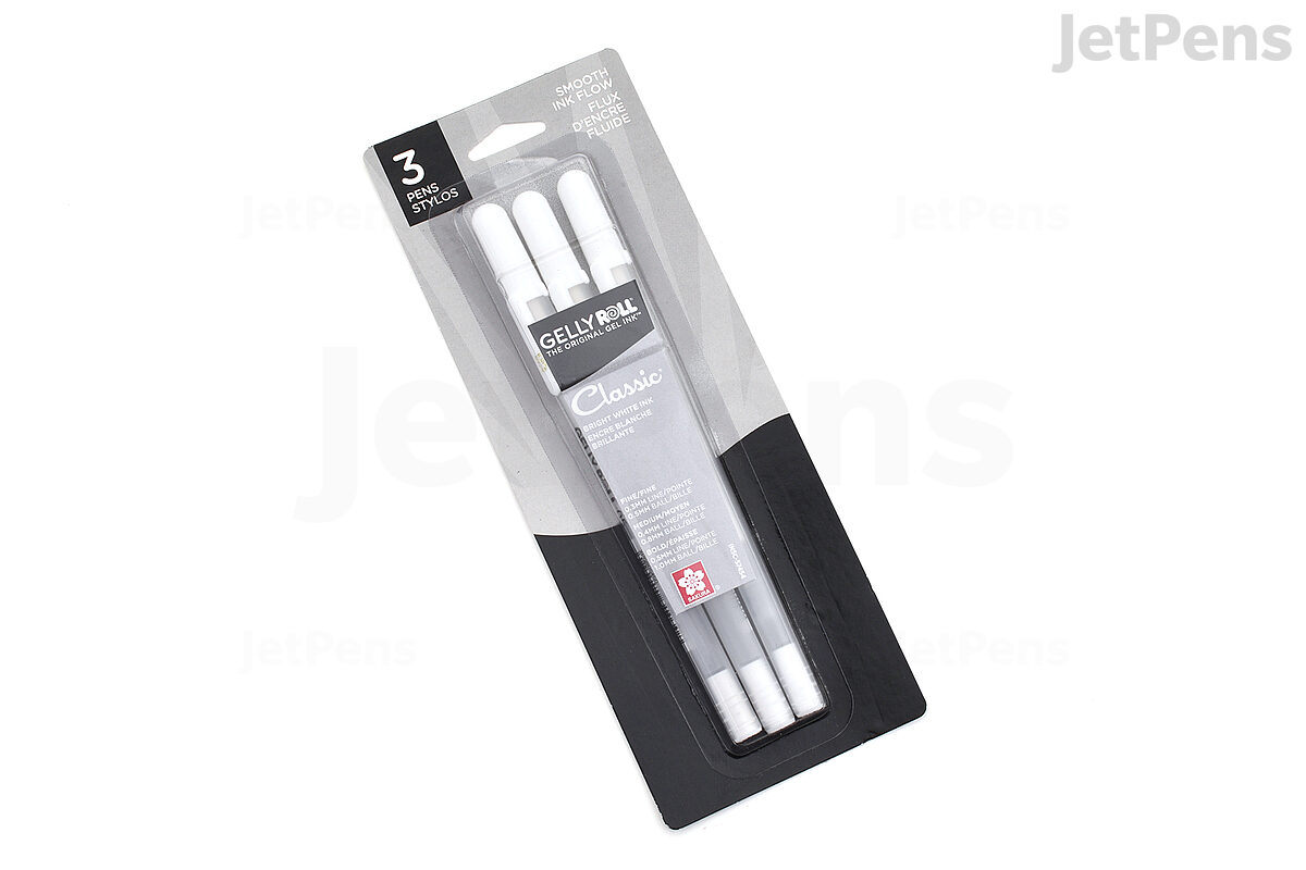 Bright White Gel Pens Sakura Basic Set of 3 White Gelly Roll Pens