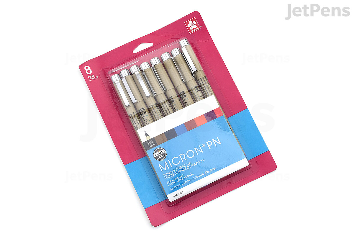 9 x Sakura Pigma Micron Fineliner Pens - 01/05/Brush -05/08/PN