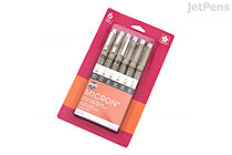 Sakura Pigma Micron Pen - Extra Fine & Fine Line - Black - 6 Pen Set - SAKURA 30062