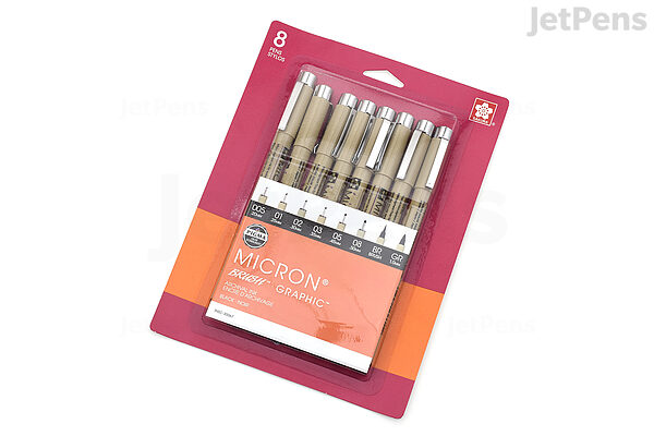 SAKURA Pigma Micron Fineliner Pens - Archival Black Ink Pens - Pens for  Writing Drawing or Journaling - Assorted Point Sizes - 8 Pack Black 8 Count  (Pack of 1) Ink Pen Set