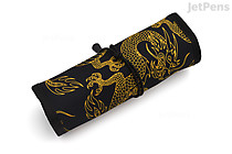 Rickshaw Hemingway Pen Roll - 6 Pens - Black/Gold Dragon - RICKSHAW DPR-6P-DRAGONBLACKGOLD-LMG Rickshaw Hemingway Pen Roll - 6 Pens - Black/Gold Dragon - RICKSHAW DPR-6P-DRAGONBLACKGOLD-LMG