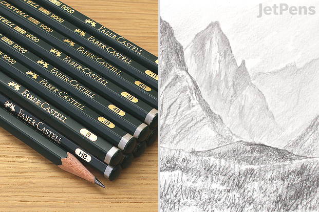JetPens.com - Faber-Castell 9000 Graphite Pencil Art Set - 12 Lead Grades