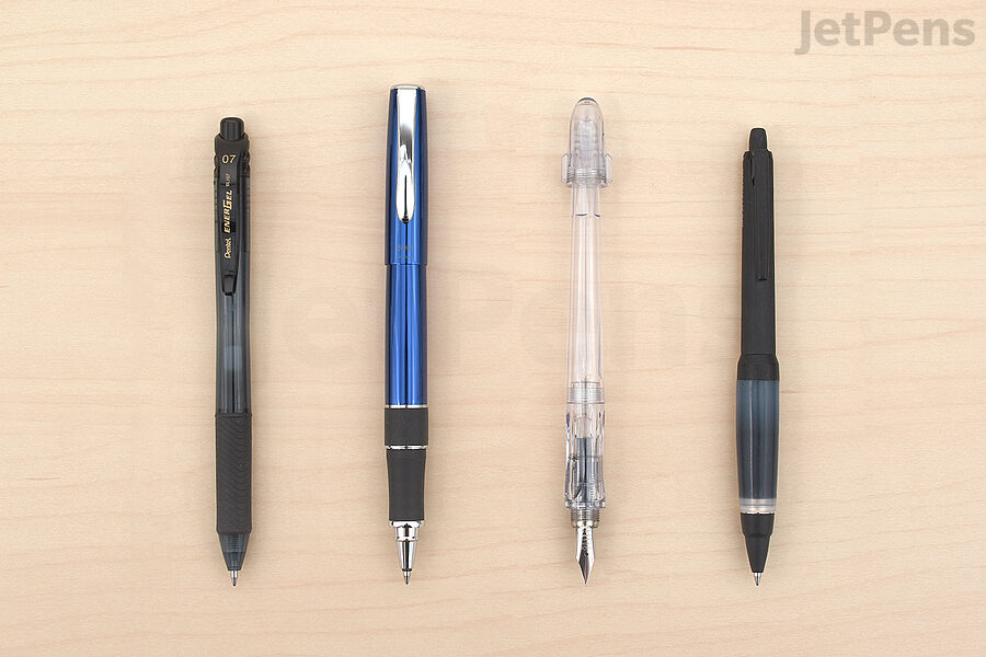 Generally, pens that are long, balanced, and thick are considered more ergonomic.