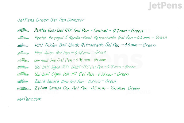 JetPens Green Gel Pen Sampler