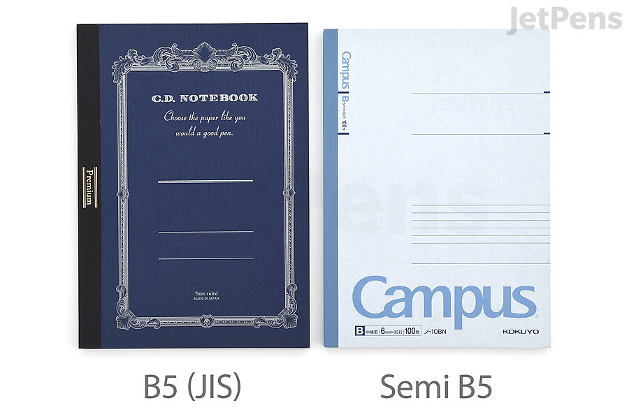 A Semi B5 notebook is slightly shorter and narrower than a B5 (JIS) notebook.