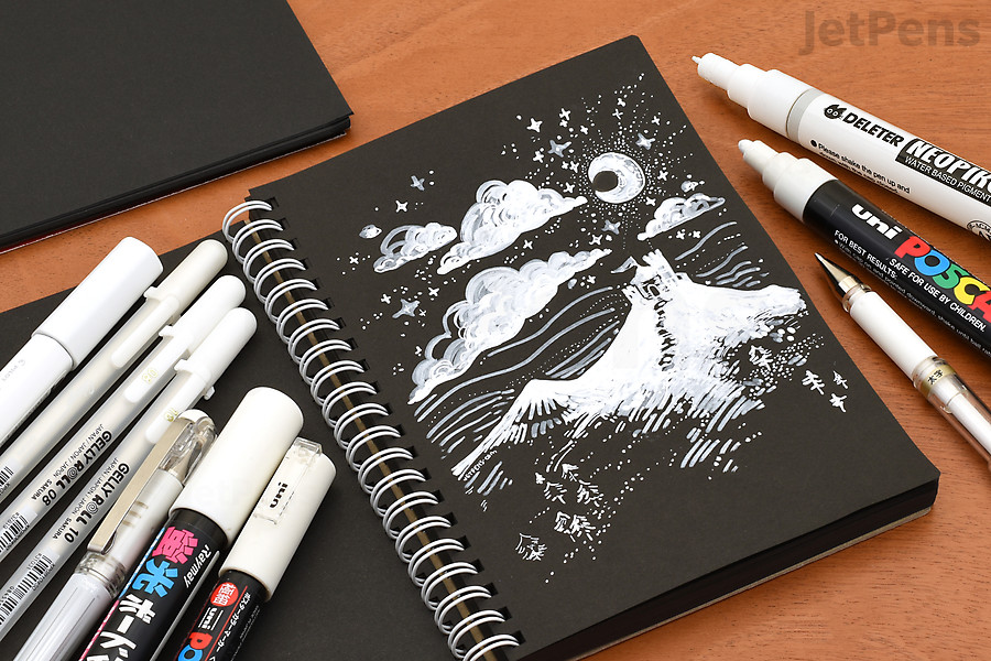 Our White Ink Pen Sampler lets you compare several options to find the best white ink for you.