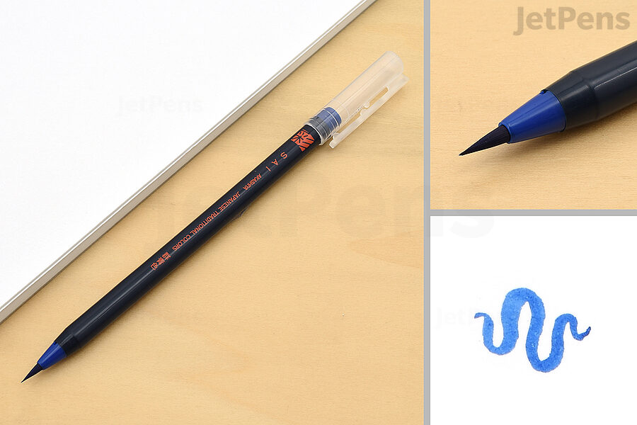 Brush pen over colored pencils
