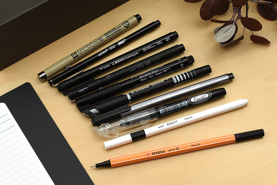 The Black Fineliner Pen Sampler includes plenty of basic black fineliners, including a akura Pigma Micron