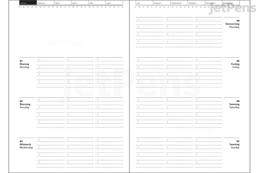 Roterfaden Layout 3 Weekly Calendar Format