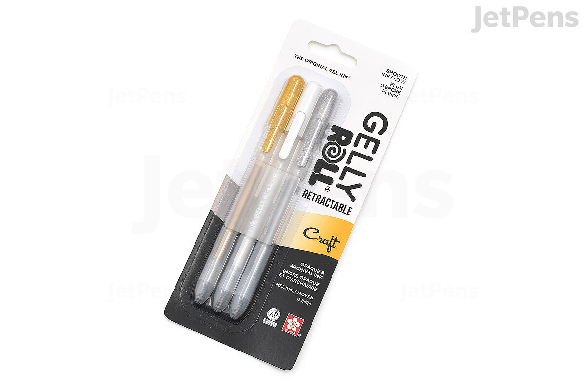 SAKURA Gelly Roll Metallic Gel Pens - Pens for Scrapbook, Journals, or  Drawing - Metallic Gold Ink - Medium Line - 6 Pack