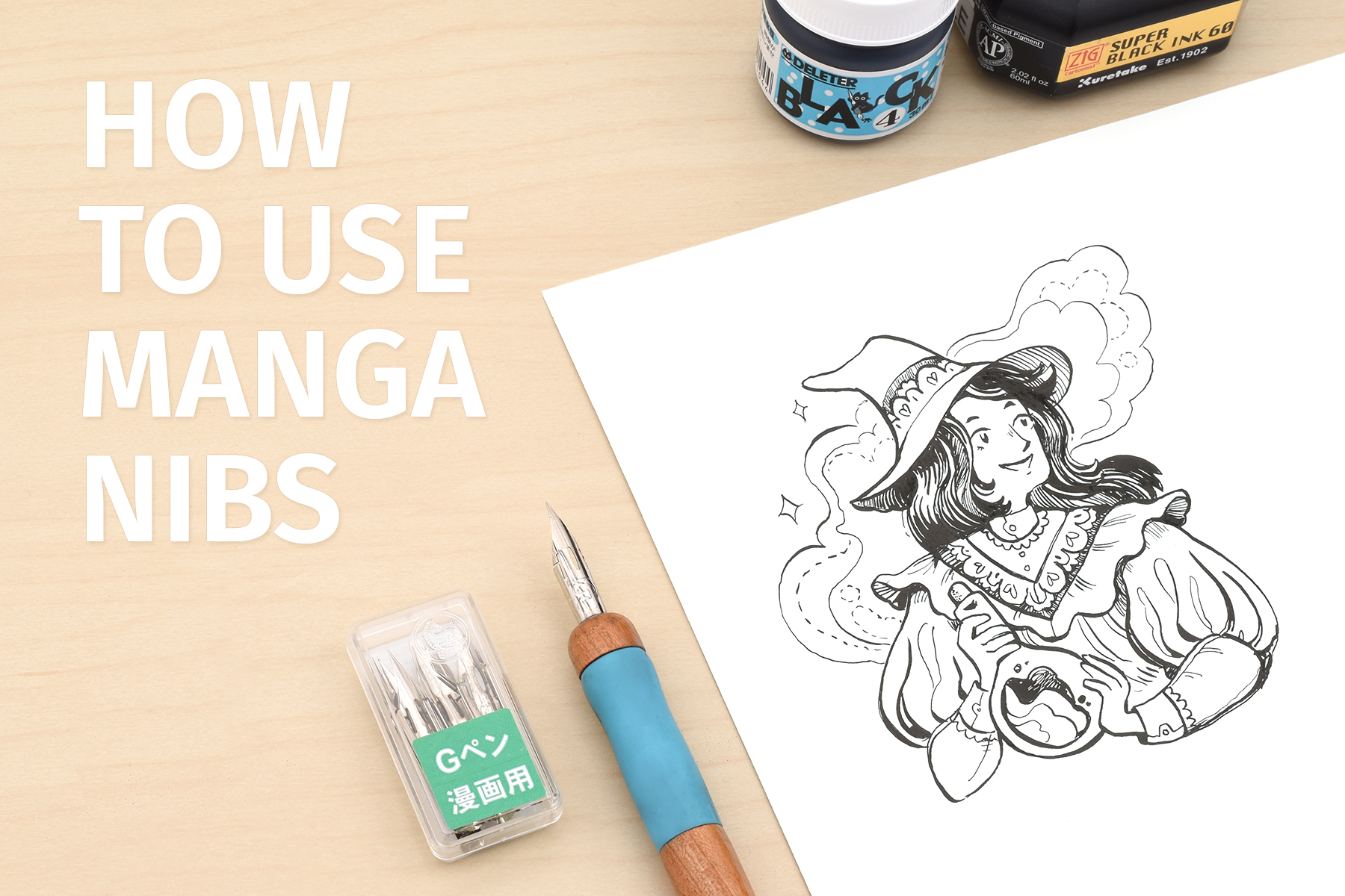 Manga Dip Pen Nib Holder Set comic Drawing Calligraphy Kit 3 Nibs 
