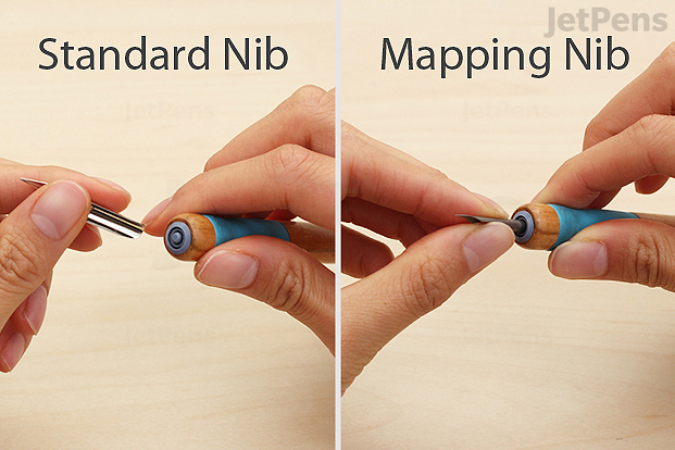 Comparison of standard nib size to quill nib size.