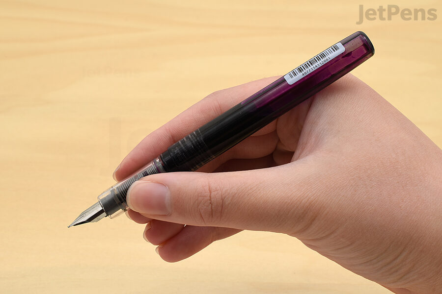 Keep fountain pens with internal filling mechanisms at least one-third full to reduce the chances of burping.