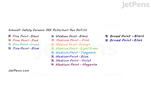 6 Schmidt 5888 Rollerball Pen Refills - Black Ink Fine Tip Point