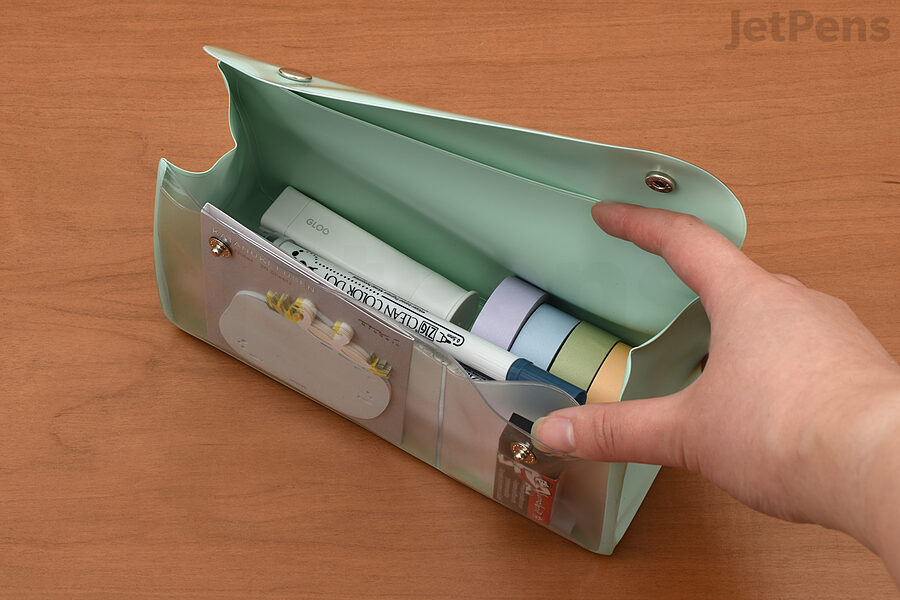 Organize your favorite craft supplies in the Lihit Lab Alclea Triangle Pen Case.