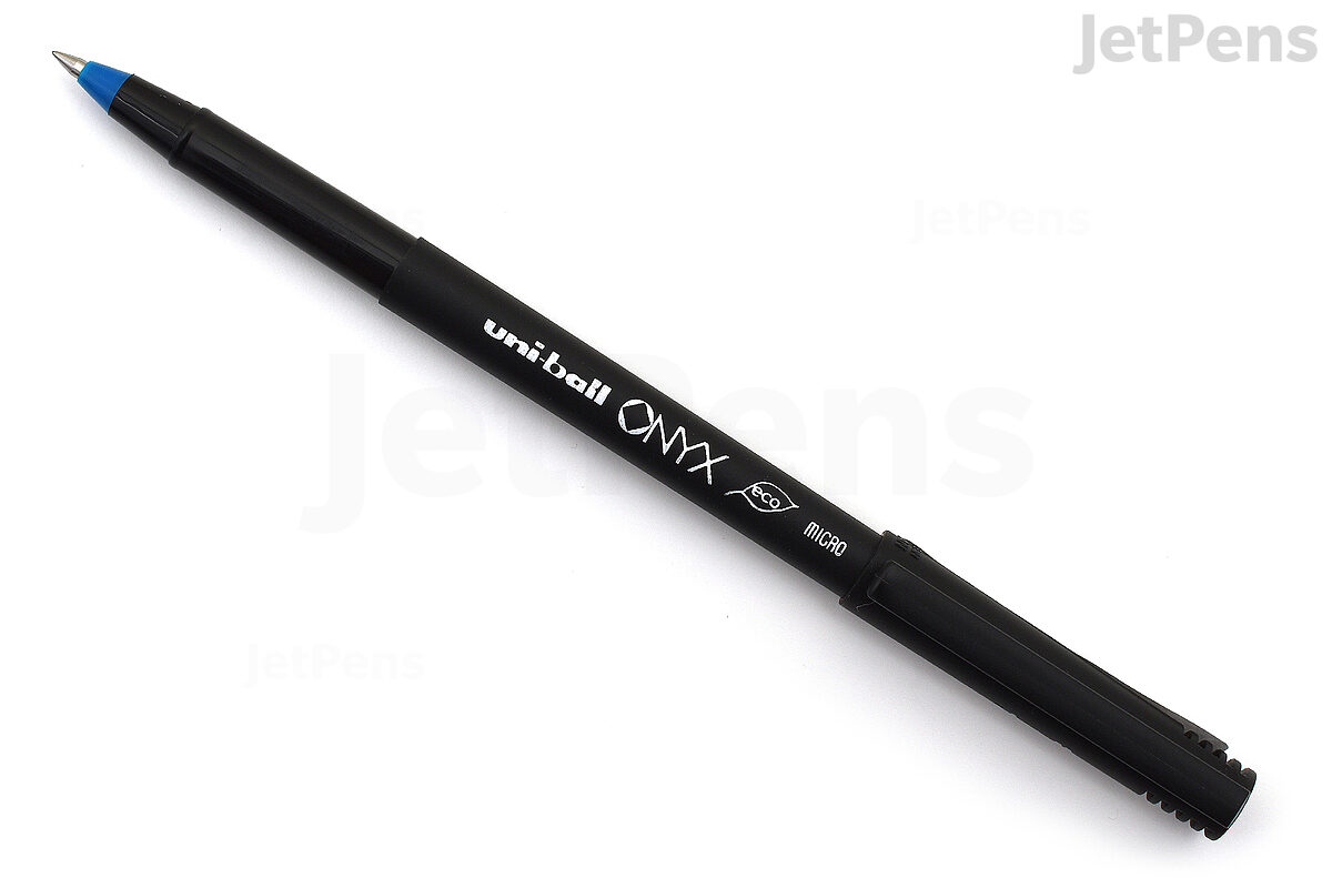 Onyx Roller Ball Pen, Stick, Micro 0.5 mm, Blue Ink, Black Matte Barrel, Dozen