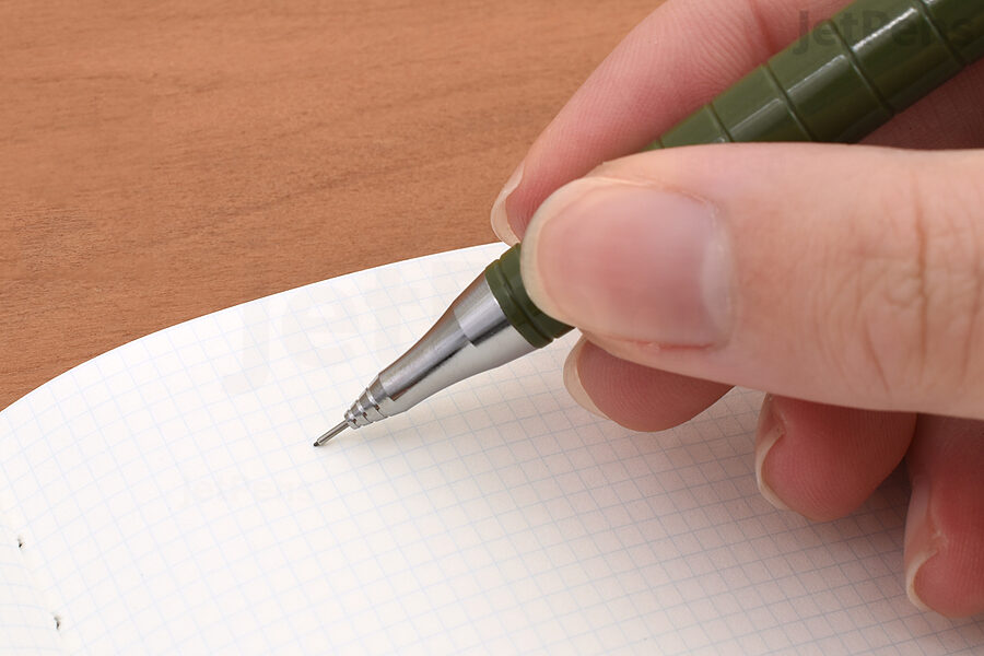 The Pentel Orenz is an automatic mechanical pencil that extends lead as it’s used up.