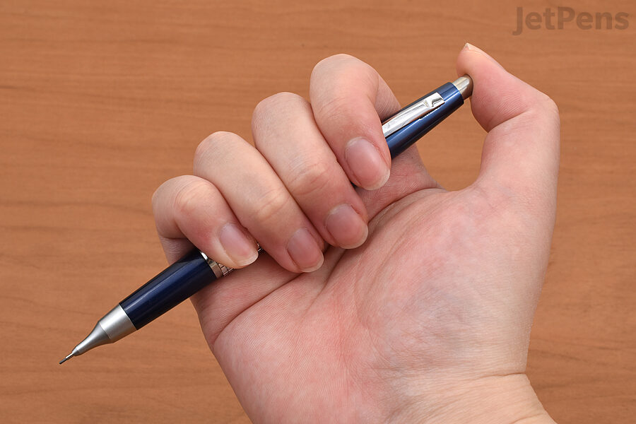 Most mechanical pencils (like the Pentel Sharp Kerry shown) use push buttons to advance the lead.