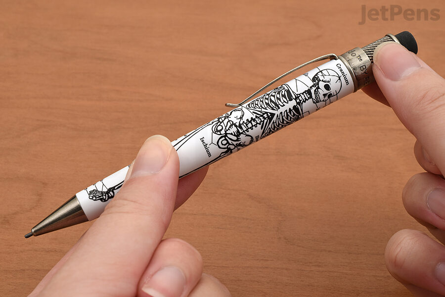 The Retro 51 Tornado is an example of a twist mechanical pencil that extends and retracts the lead by turning a knob.