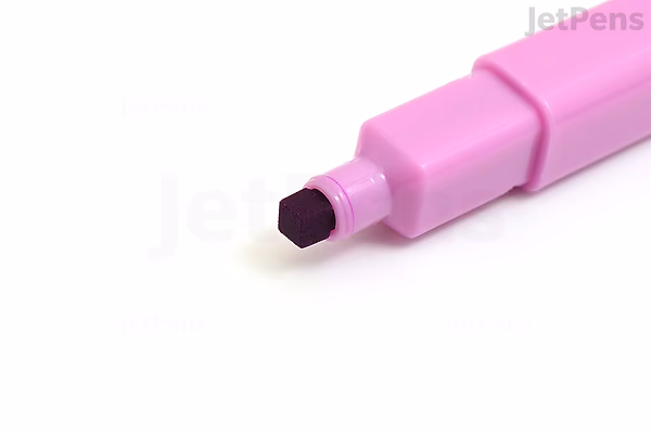 Close-up image of a pink Sun-Star Dot é Pen Square Marker with a gray, square-shaped tip. The marker is positioned diagonally on a white background.