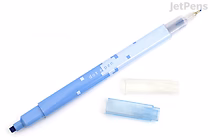 Blue Sun-Star Dot é Pen Square Marker with its cap removed and placed beside it on a white background.