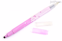 A violet Sun-Star Dot é Pen Square Marker with a square-shaped tip, lying horizontally with its clear cap removed and placed beside it. The marker has measurement markings along its body.
