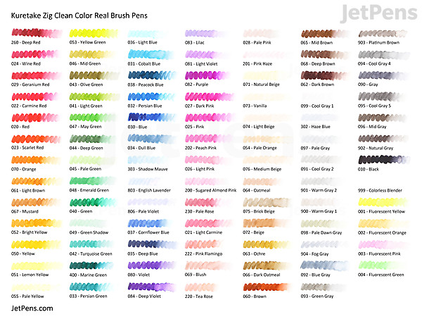 Zig KURETAKE Clean Color Real Brush Pens 48 Colors Set, Flexible Brush