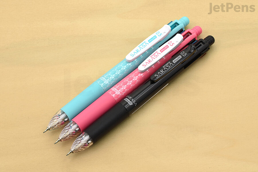 The Zebra Sarasa 4+1 Multi Pen features a whopping five refills: four gel inks and a mechanical pencil component.