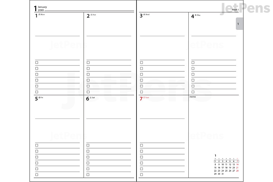 NOLTY 1519 Casual 7 Weekly Planner Format