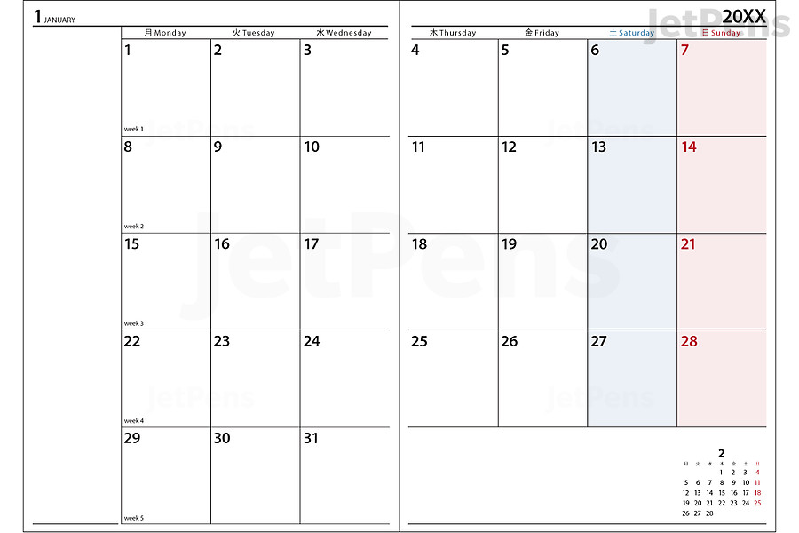 NOLTY Lights Monthly Planner Format