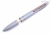 A sleek, light gray multi-pen with a smooth matte finish and a rose gold clip, labeled as the Uni Style Fit Meister 5 Color Multi Pen Body Component in Sea Fog.