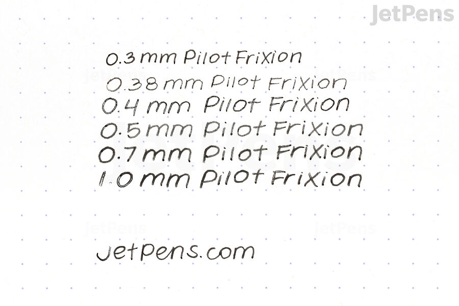 FriXion Gel Pens and Multi Pens come in tip sizes from 0.3 mm to 1.0 mm.