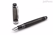 A Sailor Pro Gear Slim fountain pen in Celestial Gray with a textured finish. The pen features a 14k extra fine nib and is shown uncapped with the cap placed upright beside it. The design is sleek and elegant, showcasing a limited edition model.