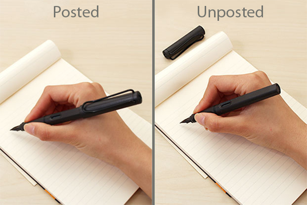 Posting the cap on the back of the pen can affect how balanced it feels in the hand.