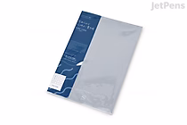 A KOKUYO PERPANEP Sara Sara A5 notebook with 4 mm graph paper, wrapped in clear plastic packaging. The notebook has a dark blue cover with white text and design elements.