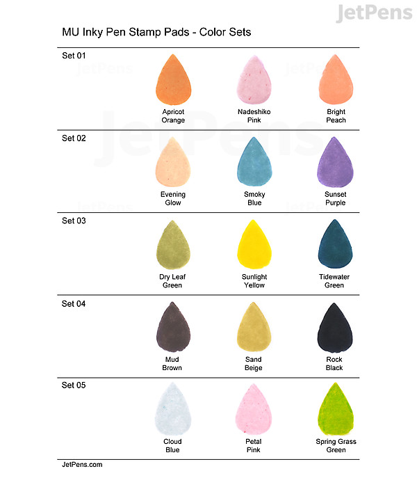 Mini Color Mu MU Inky Pen Stamp Pads - Color Set 07 - Blooming Flowers | JetPens