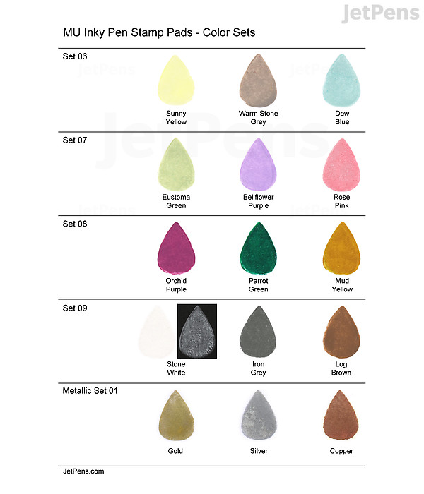 Mini Color Mu MU Inky Pen Stamp Pads - Color Set 07 - Blooming Flowers | JetPens