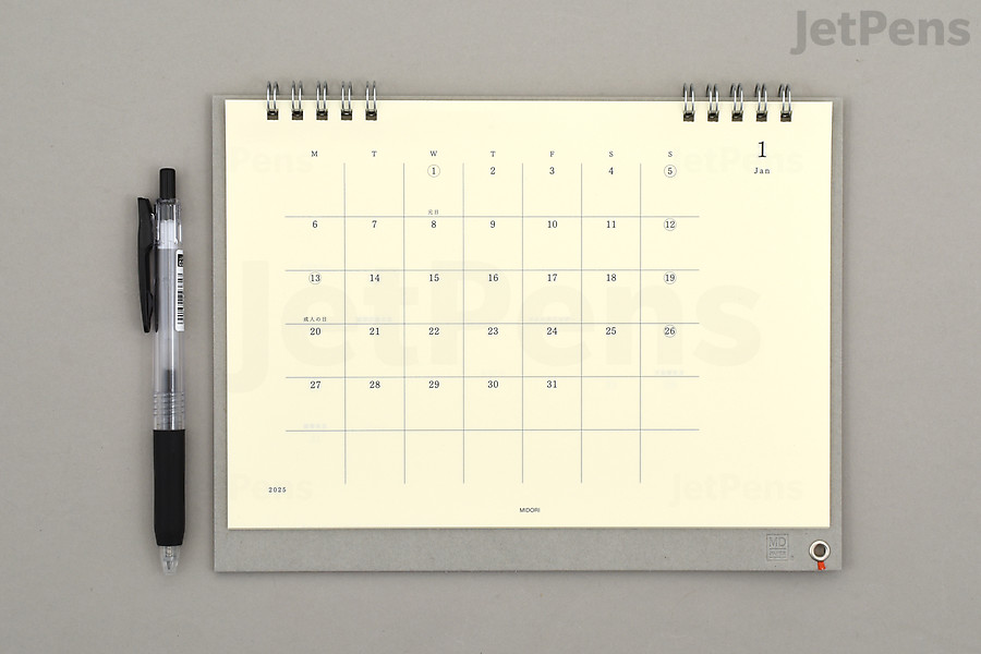 Midori MD Desk Calendar. 2022 version shown. Planner cover design may differ slightly year to year.