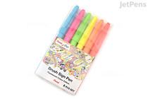 Pentel Fude Touch Brush Sign Pen - 6 Fluorescent Color Set  - PENTEL SES15C-6ST3 Pentel Fude Touch Brush Sign Pen - 6 Fluorescent Color Set  - PENTEL SES15C-6ST3