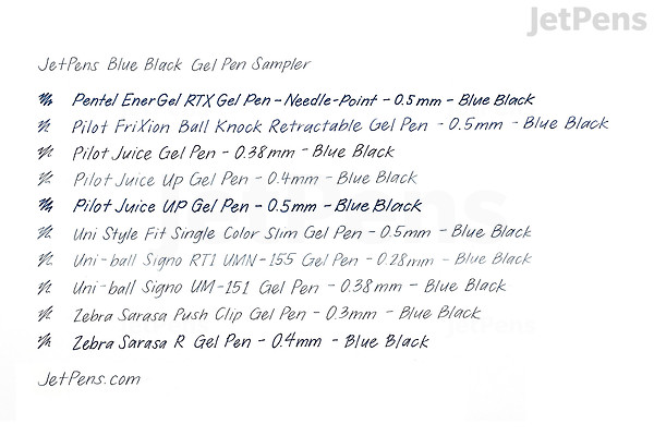 JetPens Blue Black Gel Pen Sampler