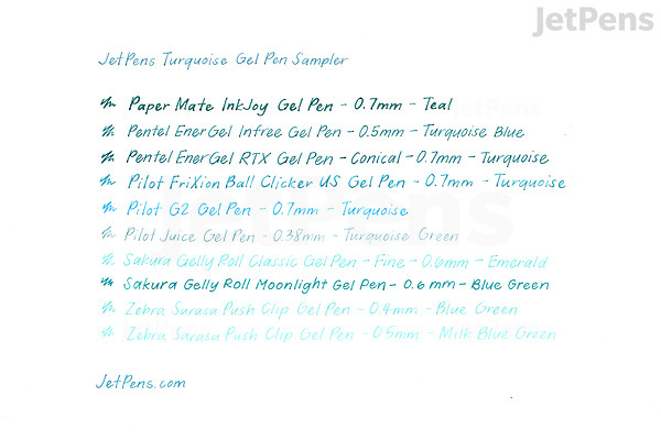JetPens Turquoise Gel Pen Sampler