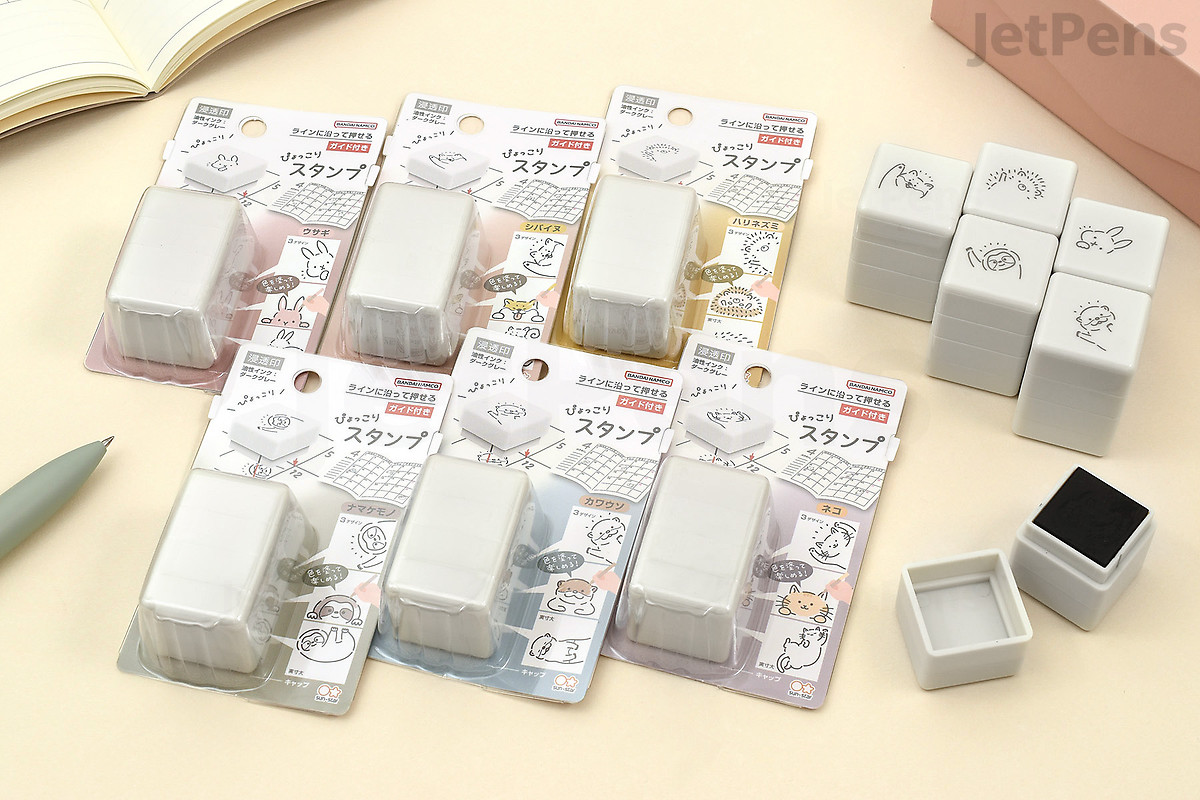 Pre-inked Sun-Star Pyokkori Stamps make it easy to add adorable animal friends to your planner or notebook.