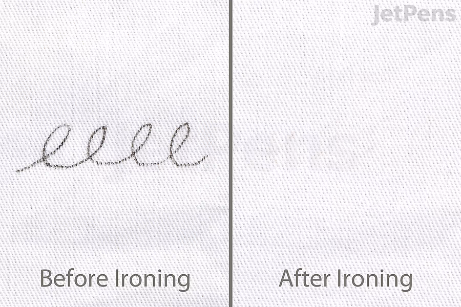 We tested a Pilot FriXion Gel Pen on fabric by ironing it on the low setting.