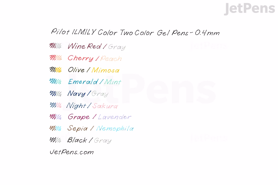Pilot ILMILY Color Gel Pen writing sample.