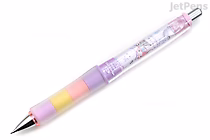 Mechanical pencil with a 0.5 mm lead, featuring a pink body decorated with Sanrio Characters and Obakenu designs, and a multicolored grip section in pastel shades.