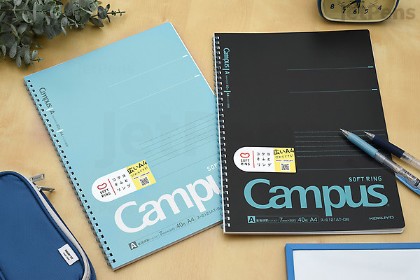 Color Coding Soft Ring Notebook KOKUYO Campus Soft Ring Notebook - A4 - Dotted 7 mm Rule - Black / Blue ...