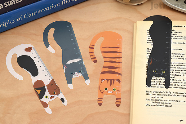Velos Hanging Cat Ruler Bookmark - Black Cat | JetPens