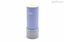 A cylindrical purple self-inking roller stamp with a gray base, labeled "PLUS Keshipon Slim Fit Security Roller Stamp - 11 mm Width."